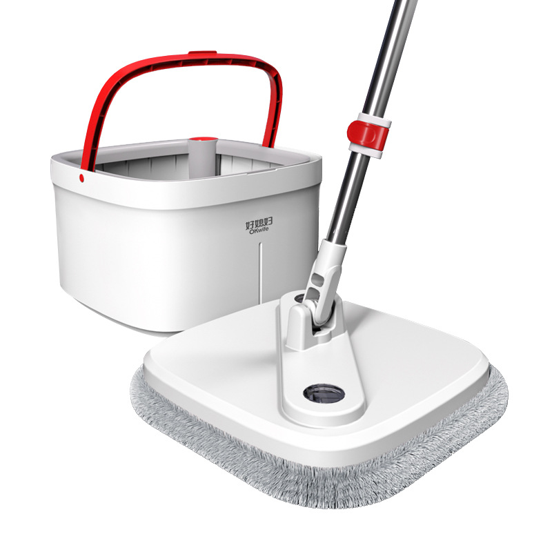 Bộ lau nhà tách nước bẩn OKwife Sunny Mop có thùng lau nhà tự vắt 2 ngăn riêng biệt, cây lau nhà 360 độ lau sàn làm sạch, bảo hành 12 tháng, 2 bông lau