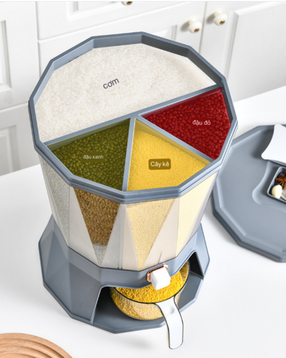 Hộp Đựng Ngũ Cốc 4 Ngăn Kháng Khuẩn CINZA DIAMOND Cereal Box BPA Free