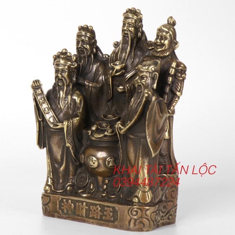 Tượng ngũ lộ thần tài - 5 ông thần tài bằng đồng cao 17cm