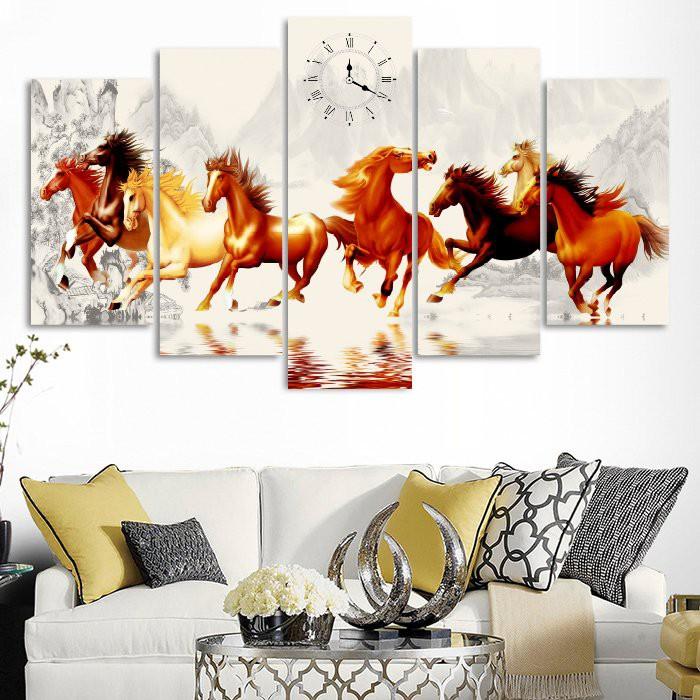 Tranh treo tường đồng hồ mã đáo thành công decor trang trí phòng khách & phòng ngủ khung gỗ cao cấp tặng kèm đinh 3 chân