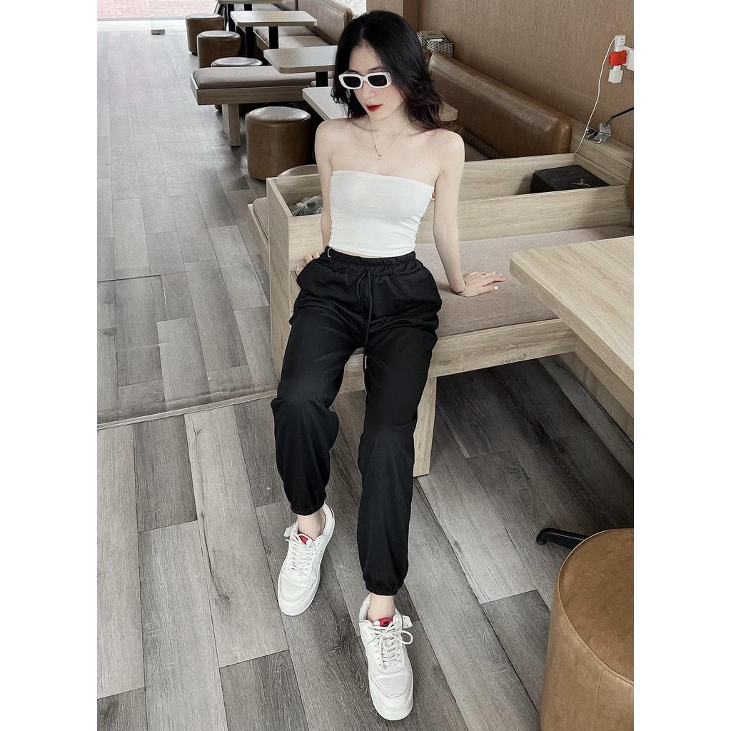Quần jogger nữ thể thao đẹp, quần bomber Unisex chun bo gấu, chất thun nỉ dày dặn, ống rộng dáng suông Ulzzang, QN003