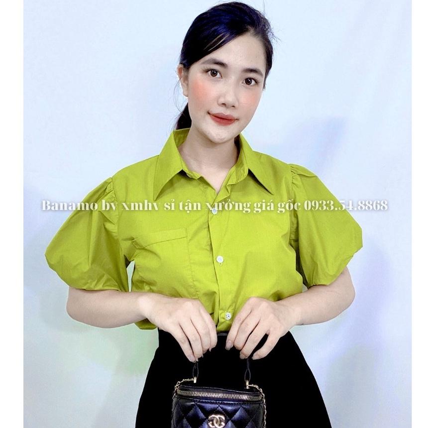 Áo sơ mi nữ tay bồng hàng thiết kế thời trang áo sơ mi cộc tay 3920