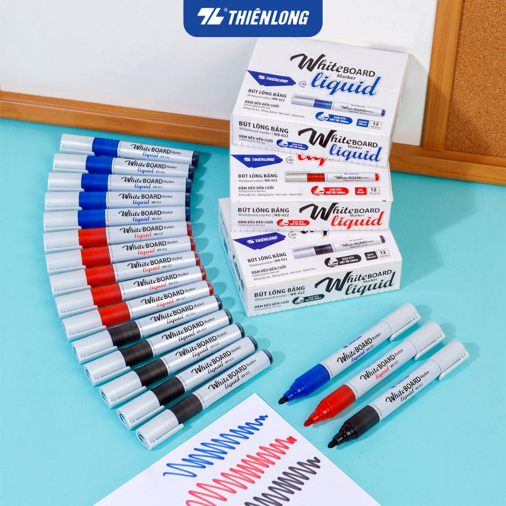 [BÁN LẺ] Bút lông bảng Thiên Long WB-022 - Whiteboard Marker Liquid - đầu 2.5 mm, chống lăn, dễ xóa