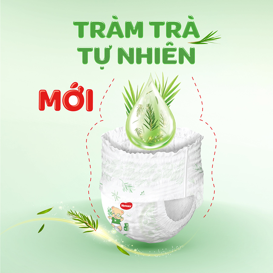 Tã quần Huggies Dry Tràm Trà Tự Nhiên XXXL24 (Trên 17Kg) - Tặng 6 miếng