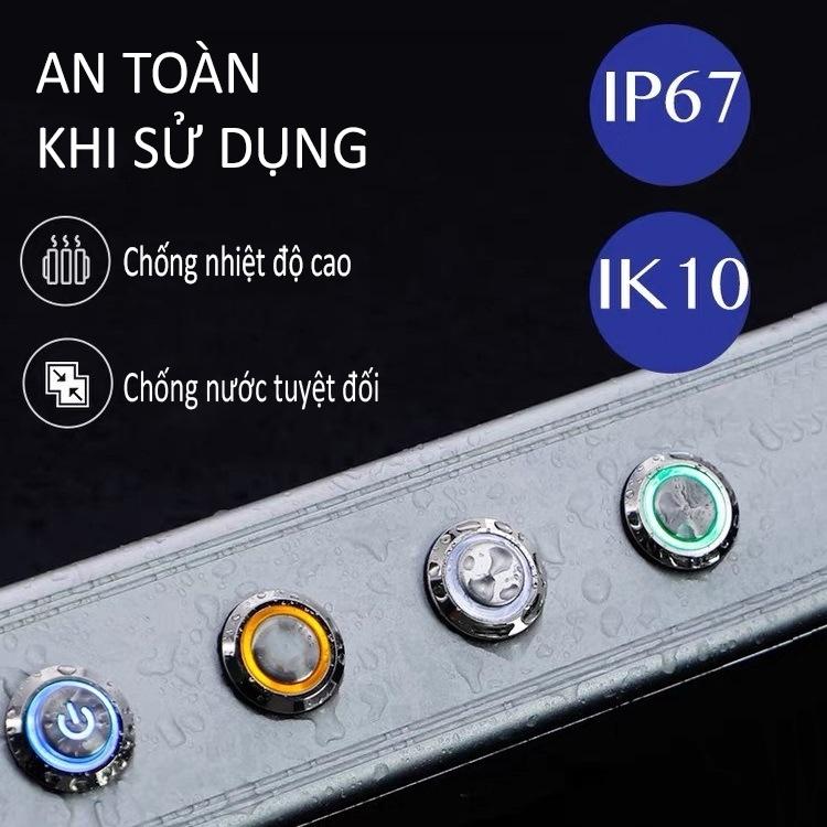 Nút INOX nhấn nhả, Nhấn đề 12mm, Công tắc chế loa, Chế đèn ô tô, Xe máy