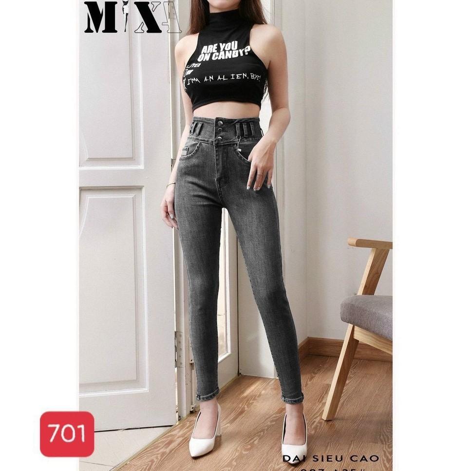 Quần jean nữ cao cấp, quần bò nữ màu đen lưng cao bó chân đẹp 2021 murad_fashion jn701