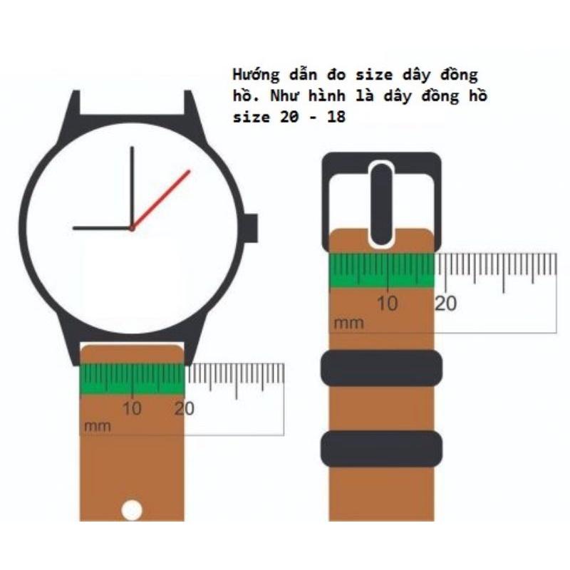 Dây Đồng Hồ da Bò Lộn Khâu viền màu đen da thật tặng kèm khóa chốt size 18, 20, 22