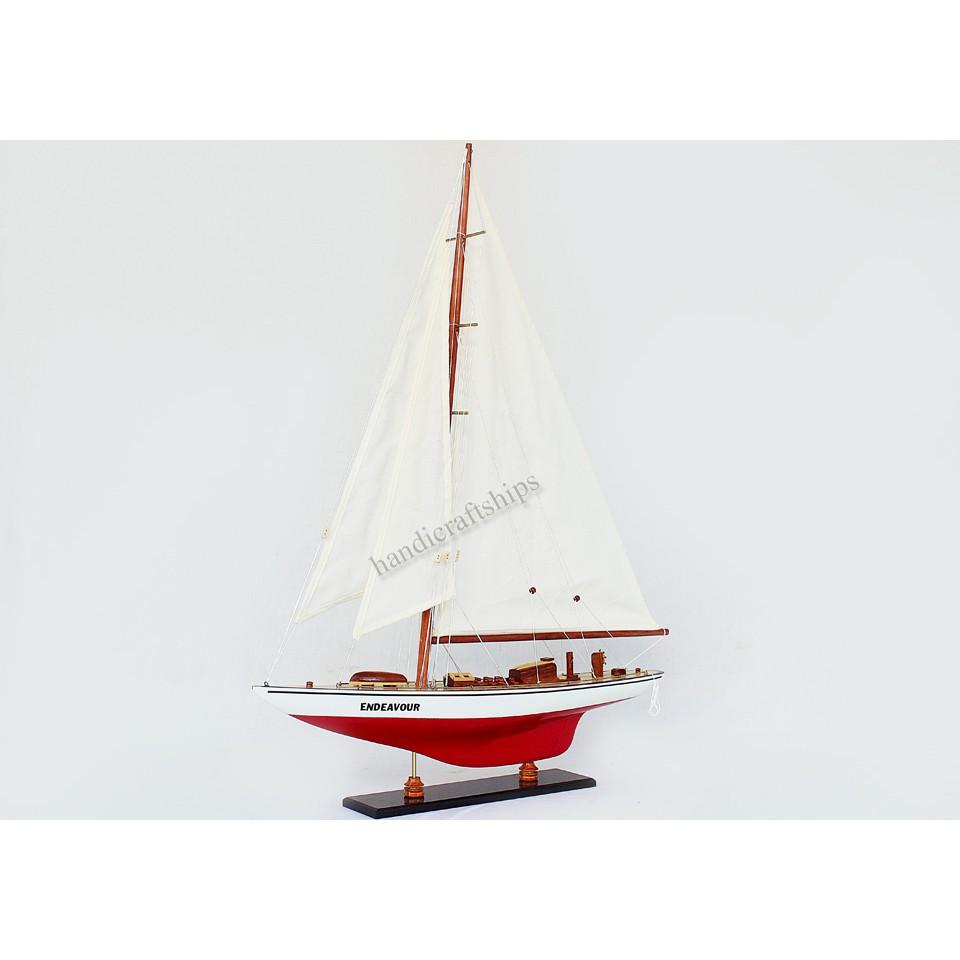 Mô hình thuyền gỗ Endeavour 50cm (Trắng - Đỏ)
