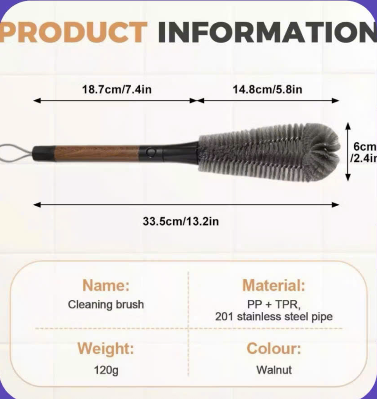 Bàn chải cọ đa năng rửa Máy Xay Sinh Tố, Bình Nước, Cốc Chén Cán dài Đầu Sợi Mềm Thiết Kế 90° Xoay 360 Tiện Lợi - Hàng chính hãng