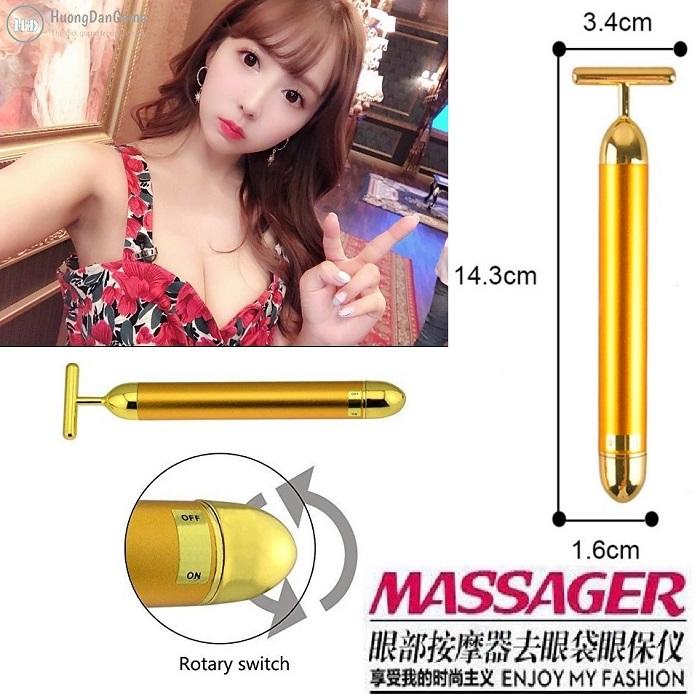 Máy massage rung đa vị trí Beauty Gold 24k Loại Tốt Nhất giảm căng thẳng cực nhanh chóng (Tặng Kèm Pin AA) B08B76