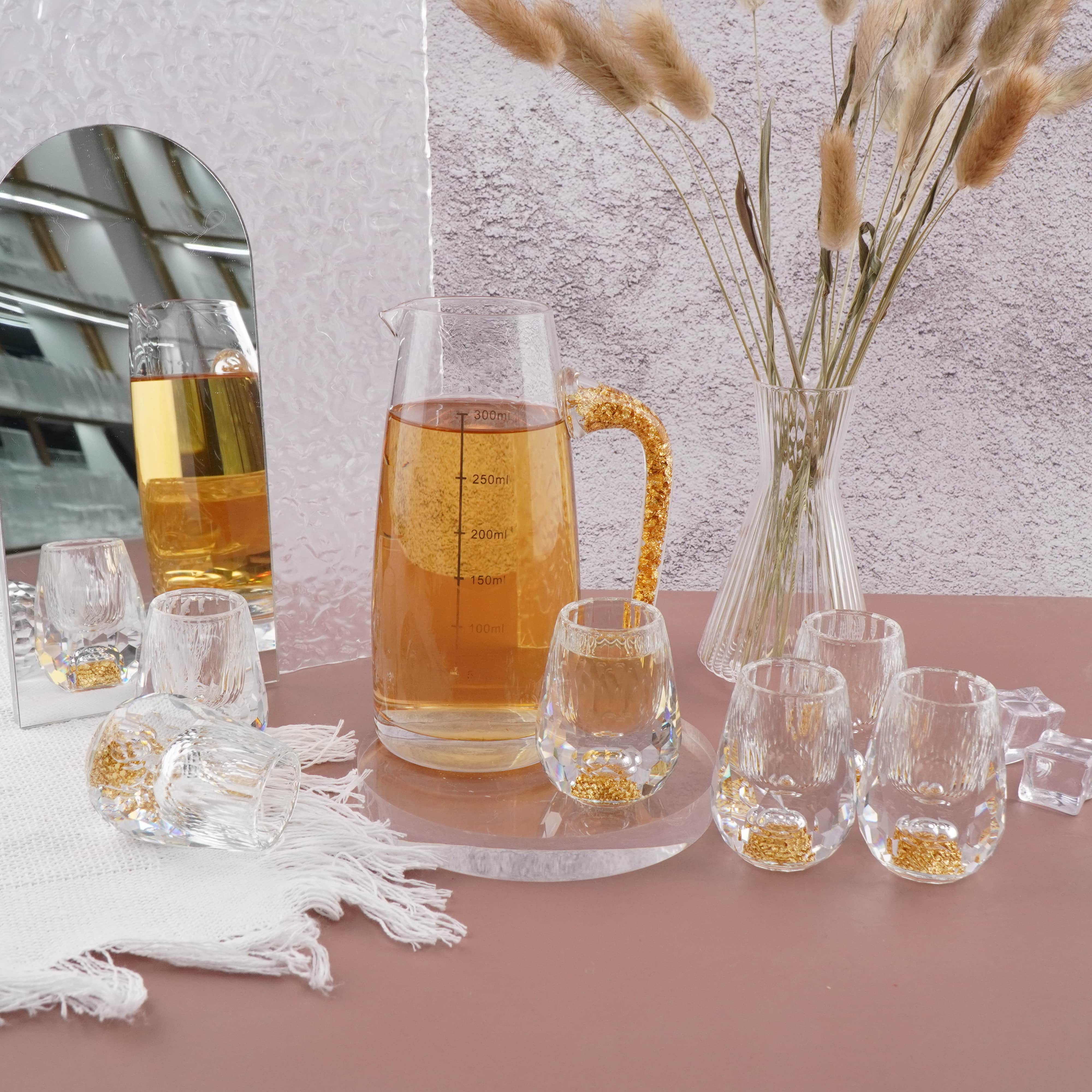 BÌNH RƯỢU B24K THỦY TINH CAO CẤP QUAI CẦM MẠ VÀNG 24K 100ML
