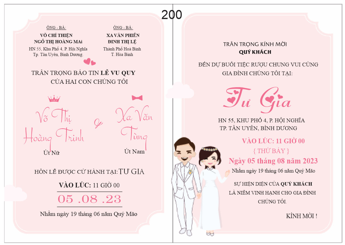 30 thiệp cưới viết tay màu hồng, giao mẫu ngẫu nhiên