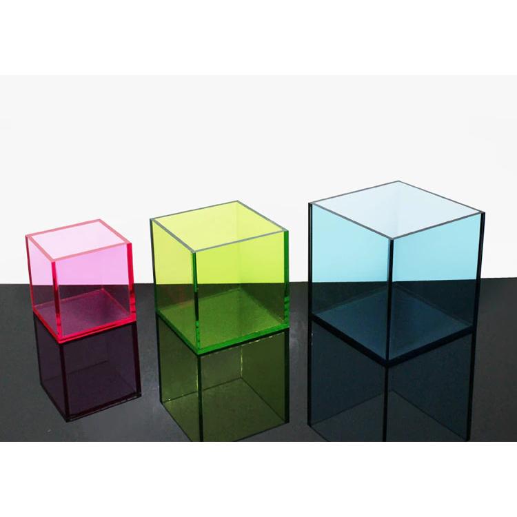 Hộp mica xuyên sáng nhiều màu sắc cho bàn làm việc,trang trí nhà cửa,Quà tặng,đựng đồ trang điểm,trang sức - Cam xuyên sáng B