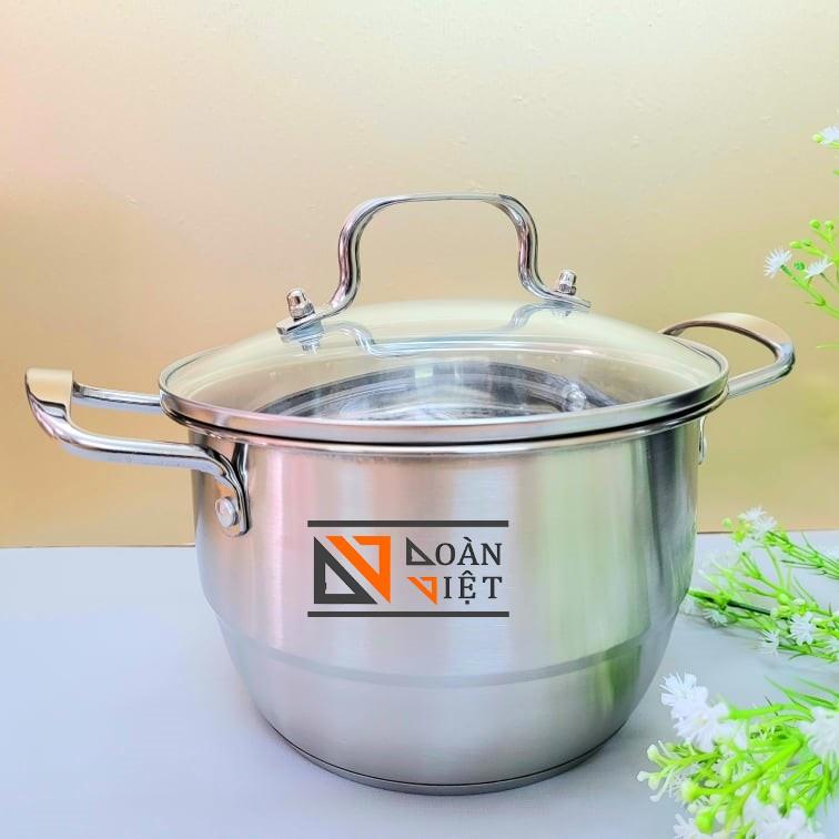 Nồi Xửng Hấp Inox ĐA NĂNG. Vỉ hấp rời sử dụng như Nồi Lẩu SOUP loại lớn dùng các loại bếp, bếp Từ (28cm, 26, 24, 22, 20)