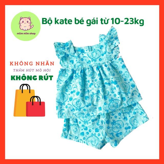 Đồ Bộ Bé Gái Cổ Vuông Kate Cực Xinh, Ít Nhăn Cho Bé Từ 9-23 Ký