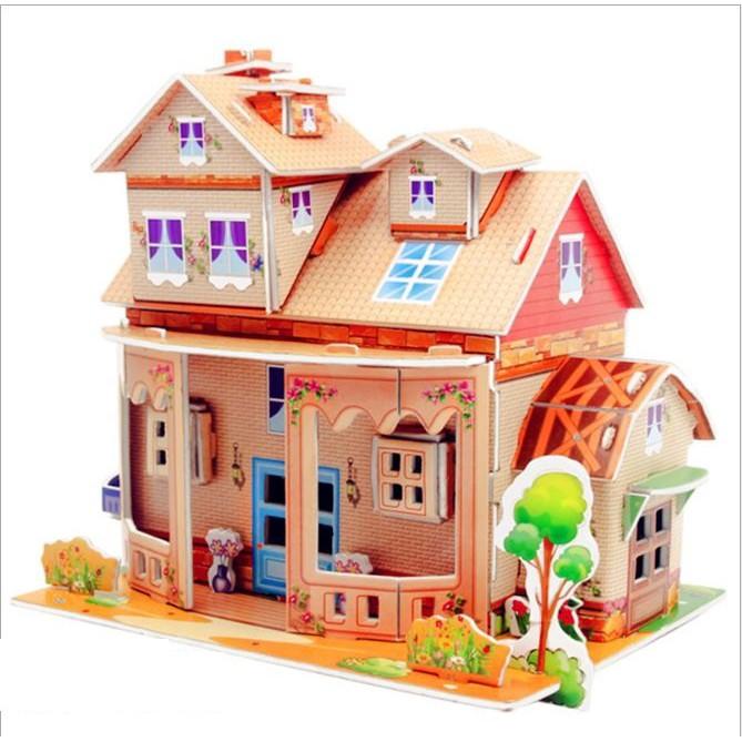 Ghép hình 3D - Biệt thự cam hồng