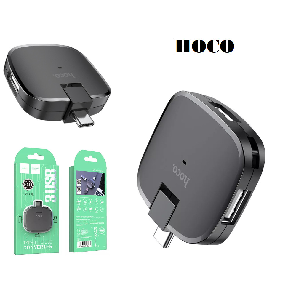 Bộ HUB Chuyển Đổi Từ Đầu TYPE-C Sang 3 Cổng USB Hoco HB11 - Hàng Chính Hãng