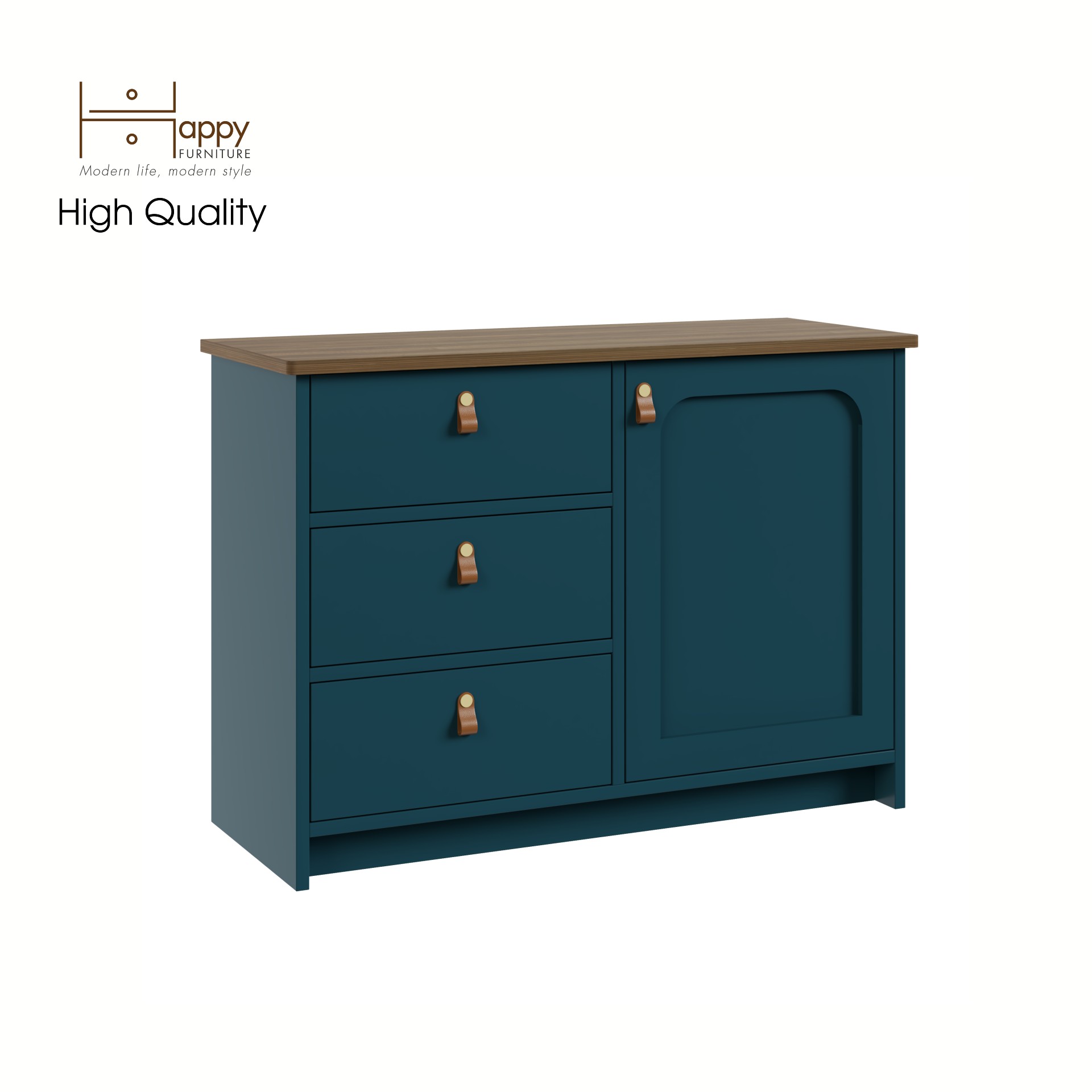 [Happy Home Furniture] NOMIA , Tủ lưu trữ 3 ngăn kéo - 1 cửa mở , 90cm x 35cm x 64cm ( DxRxC), THK_063
