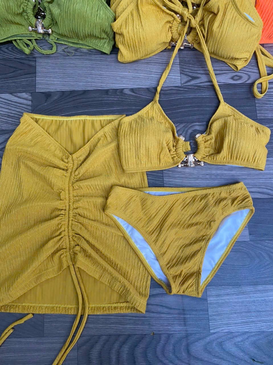 Bikini Tắm Biển Nữ Kèm Váy Dây Rút