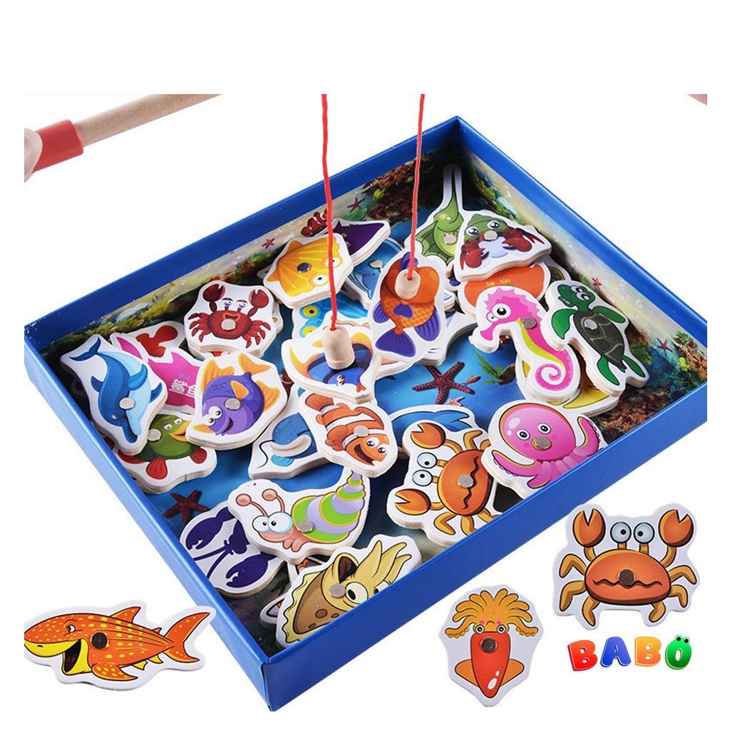 Bộ đồ chơi câu cá cho bé, bộ câu cá nam châm học chữ cái có hộp đựng, giáo dục sớm, phát triển toàn diện cho bé yêu