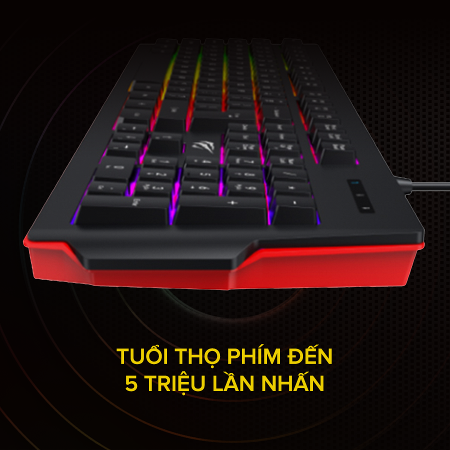 Bàn Phím Blacklit Gaming HAVIT KB866L Tích Hợp Tổ Hợp Phím Fn, Thiết Kế Công Thái Học - Hàng Chính Hãng