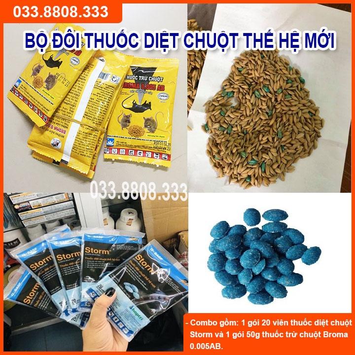 BỘ ĐÔI DIỆT CHUỘT THẾ HỆ MỚI GỒM KẸO CHUỘT VÀ THÓC CHUỘT BROMA 50G
