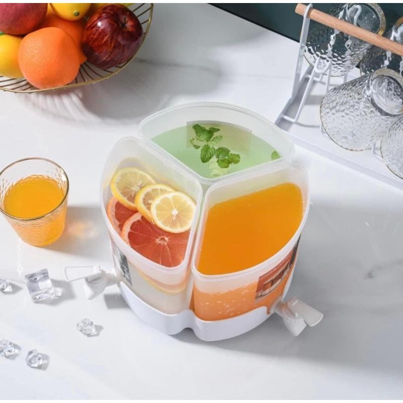 Bình đựng nước 3 ngăn xoay tròn 360 độ kèm vòi tiện dụng- Kanta store
