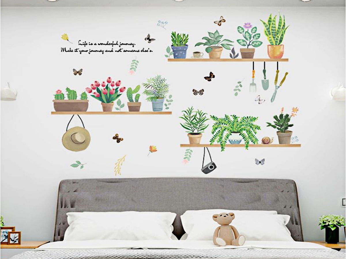 Decal dán tường kệ cây máy ảnh