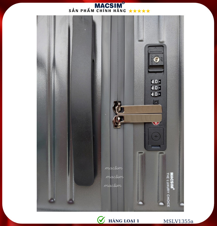 Vali cao cấp Macsim SMLV1355a cỡ 20 inch màu ghi- Hàng loại 1