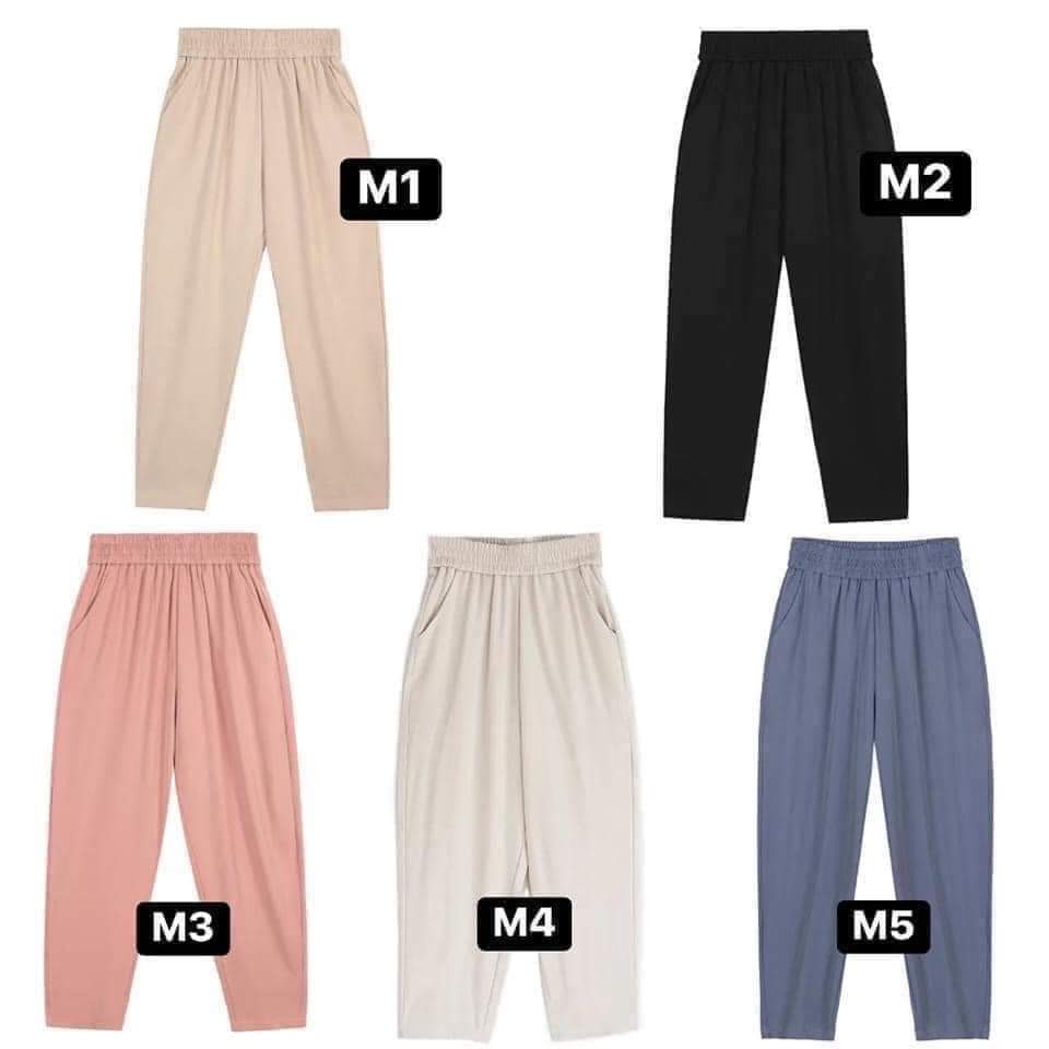 Quần Bagy Cạp Chun Nữ Chất Vải Mềm Mịn Mát Màu Kem Sz M (56-62kg) (Mẫu 1)