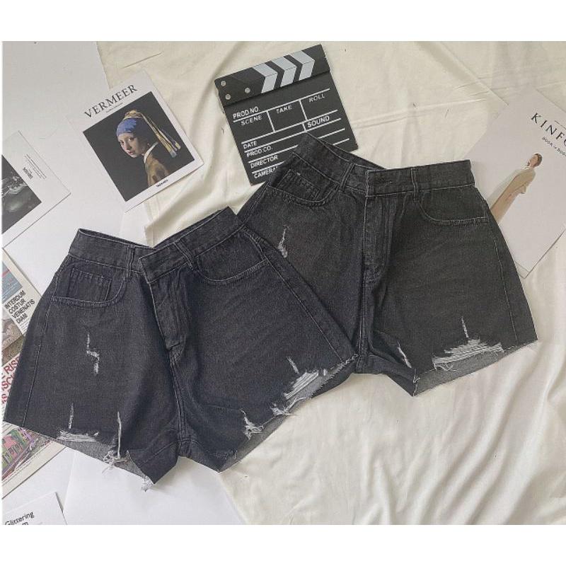 Quần Sort Jean Bigsize QC Đen Xám Rách Mã05