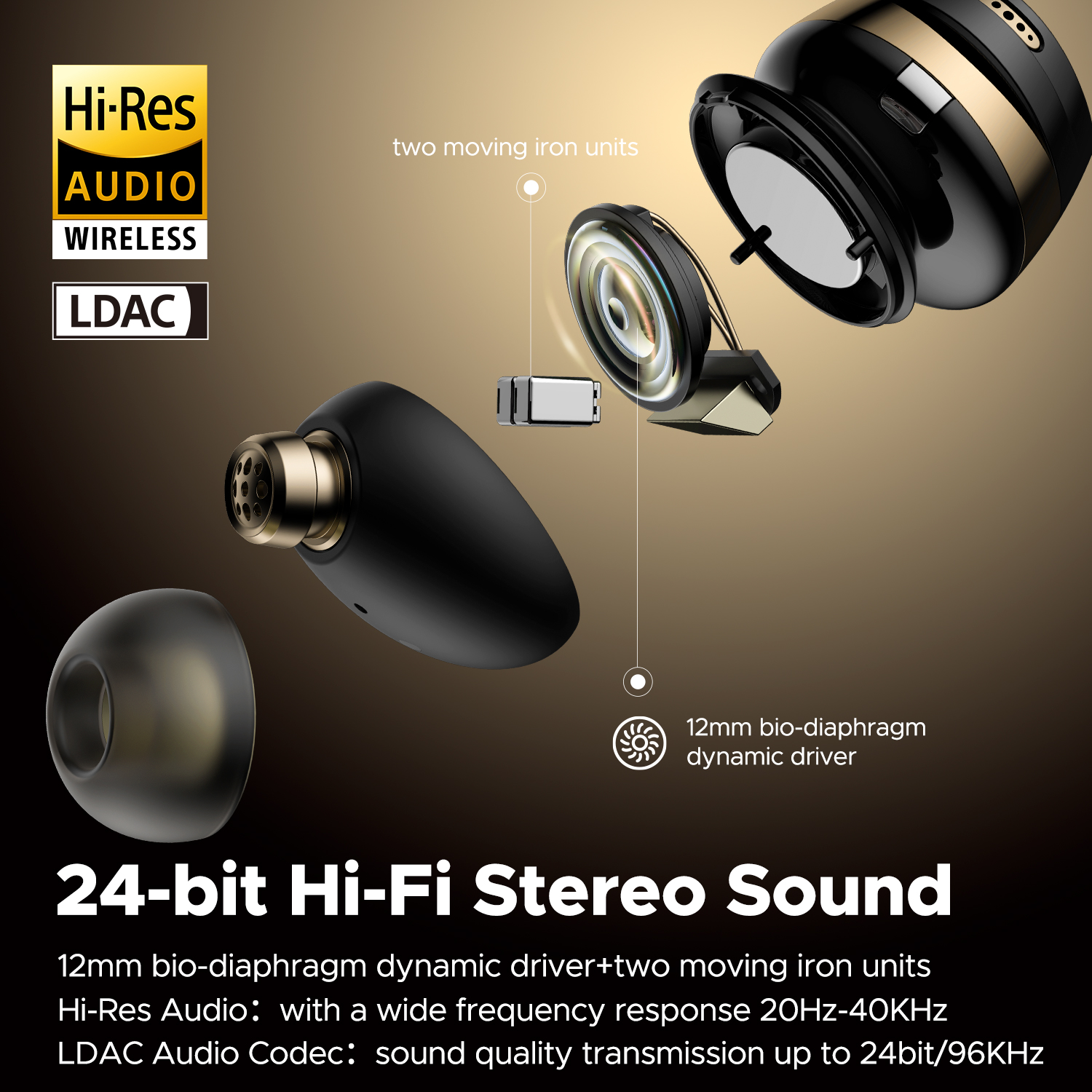 Tai Nghe True Wireless SoundPEATS Opera 05  Bluetooth 5.3 (6.3 Ω) LDAC Hires Audio - Hàng Chính Hãng