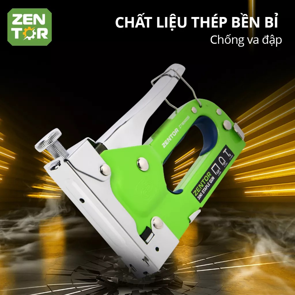 Súng bắn đinh ghim trợ lực 3in1 Zentor Cao Cấp - Máy bắn ghim gỗ, ghim dây điện, ghim cửa đa năng