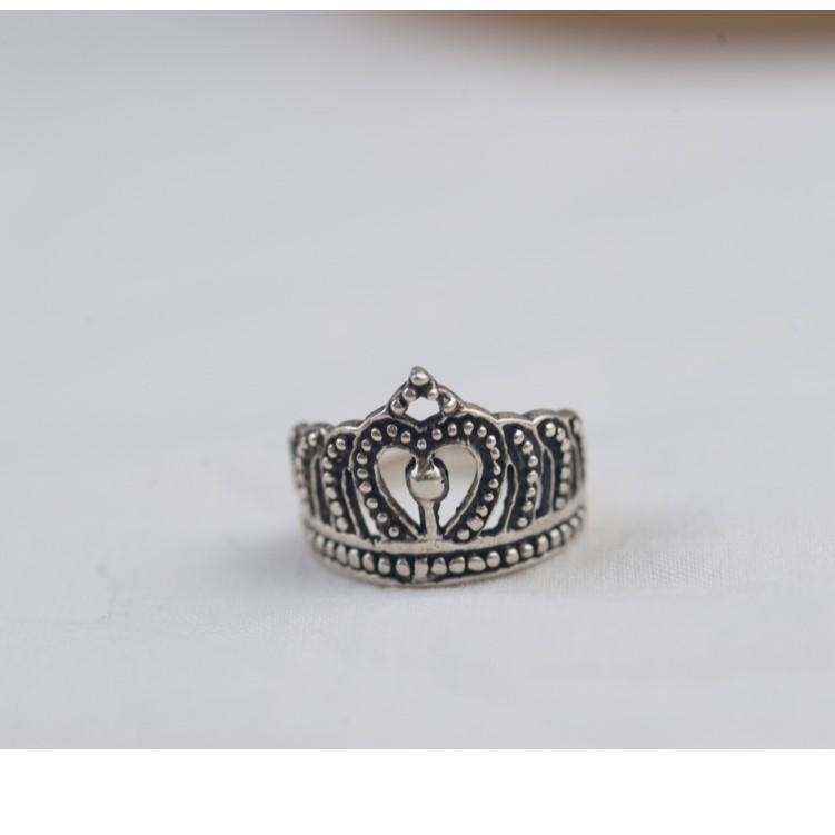 Nhẫn Bạc Thái CaoBac Silver Hình Vương Miện Tim Xinh Xắn Cho Bạn Nữ TM138 - Trang Sức Cáo Bạc JEWELLERY
