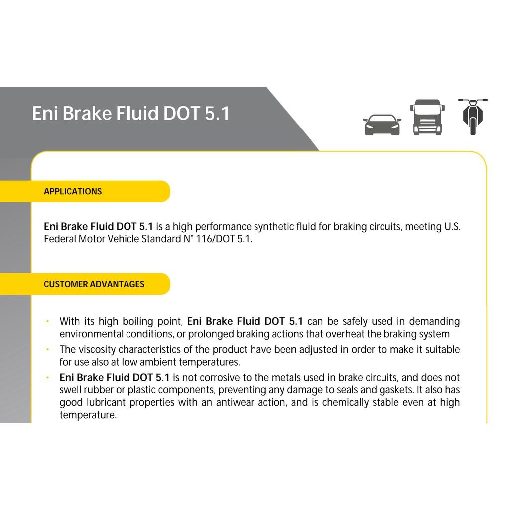 (HCM) Dầu thắng eni Brake Fluid DOT 5.1 250ml (Hàng nhập Ý)