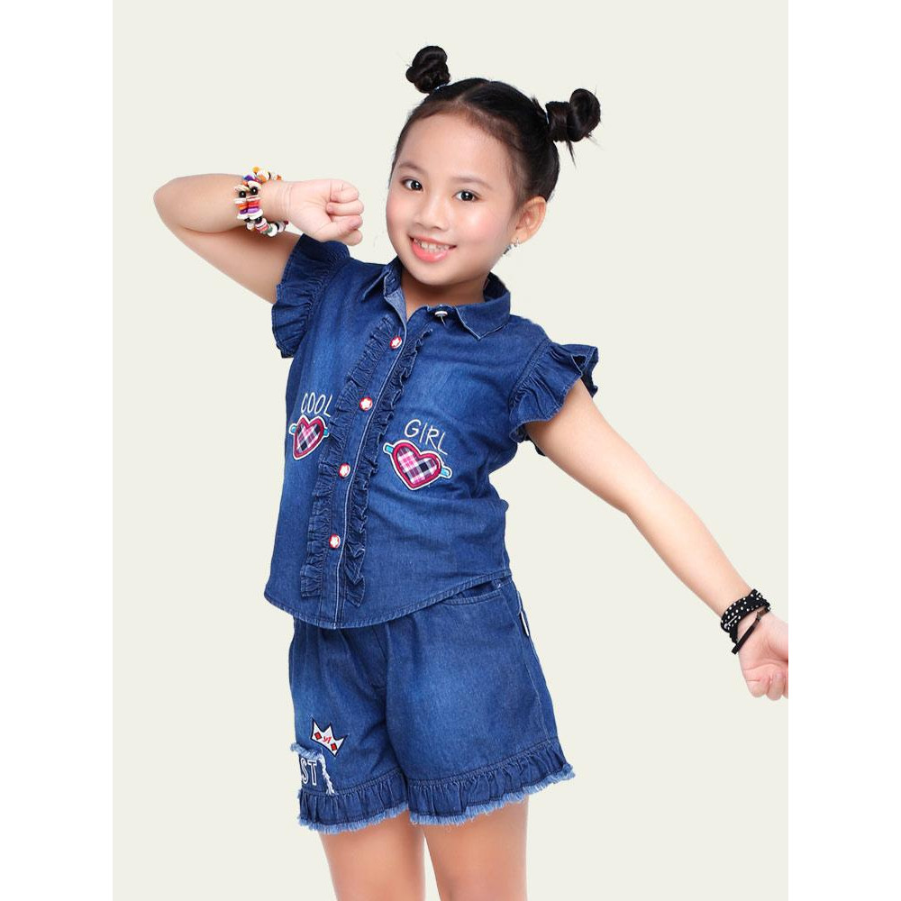 QUẦN SHORT JEAN BÉ GÁI LAI TUA RUA BÈO NỮ TÍNH YF - TRANG TRÍ ĐẮP NỔI CHỮ BEST VÀ VƯƠNG MIỆN - CHẤT JEAN BỀN MÀU - MẪU HOT NHẤT MÙA HÈ - 9QX535