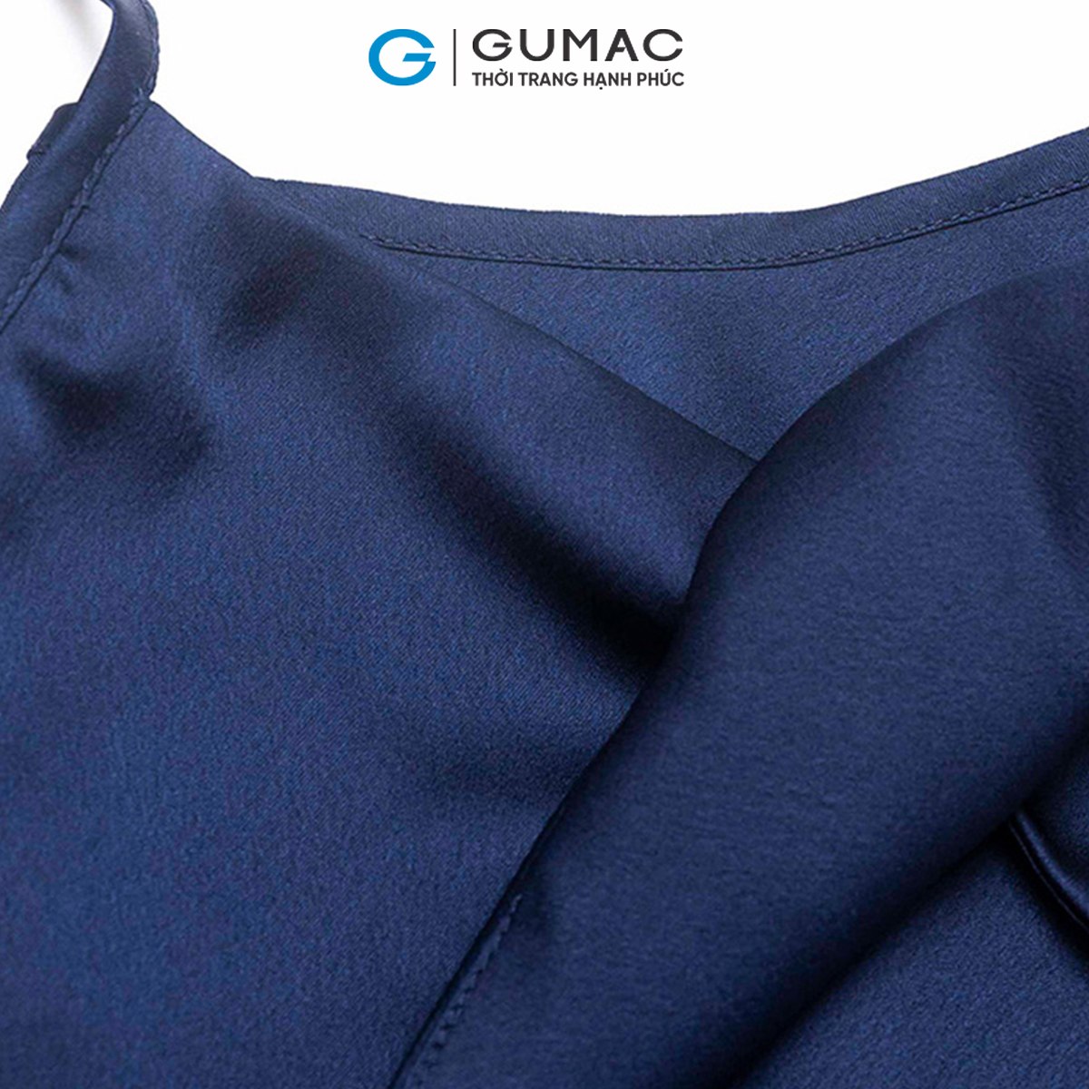 Đầm ngủ nữ thời trang GUMAC 2 dây xoắn ngực chất liệu lụa DC10060