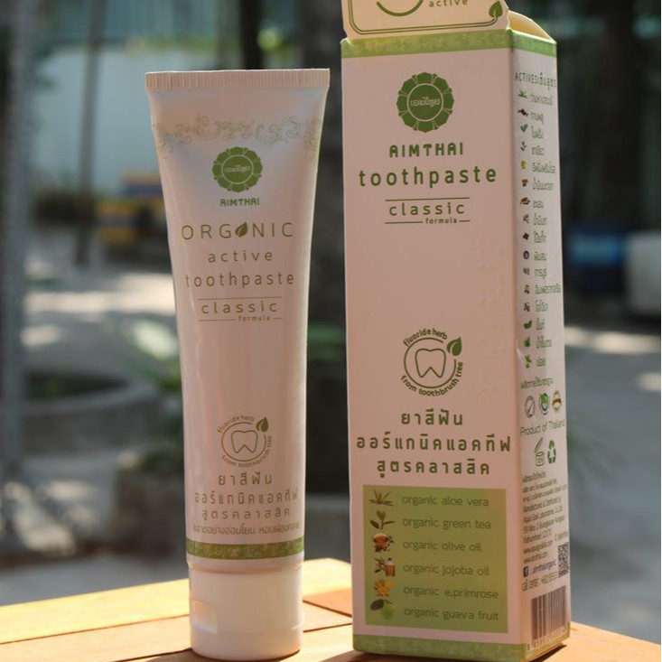 KEM ĐÁNH RĂNG THẢO DƯỢC ORGANIC AIMTHAI - CLASSIC- CHIẾT XUẤT VÀ TINH DẦU THẢO DƯỢC ORGANIC GIÚP TRẮNG RĂNG, THƠM MIỆNG, NGĂN NGỪA MẢNG BÁM