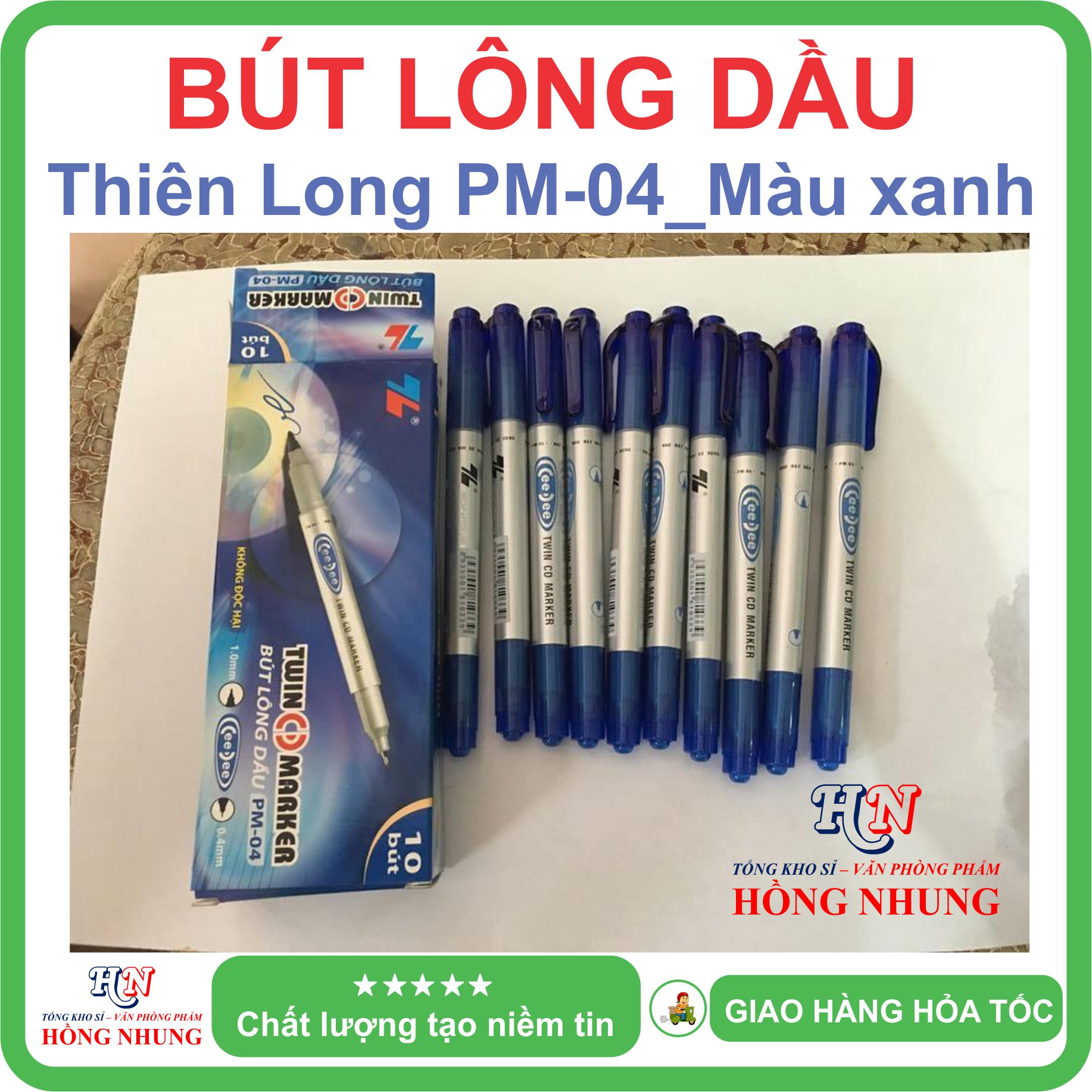 [SÉT] COMBO Hộp 10 Bút Lông Dầu PM-04, Nét viết đều, đậm và êm.