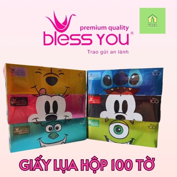 Combo 3 hộp giấy Sài gòn Blessyou phiên bản mới dễ thương hộp 100 tờ 2 lớp