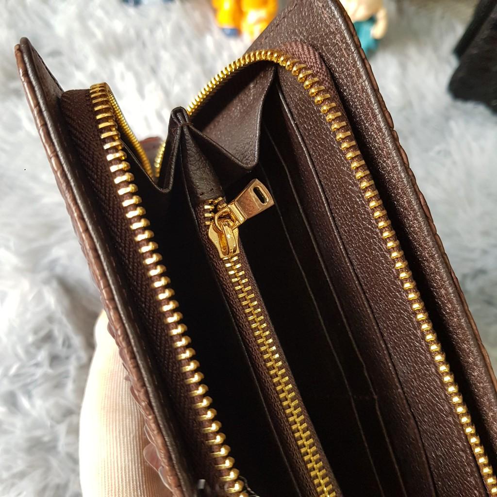 Ví Cầm Tay Cá Sấu Nữ/Nam | Ví Clutch Da Cá Sấu Gù To Một Khóa | Màu Nâu Cafe | Bảo Hành 24 Tháng.