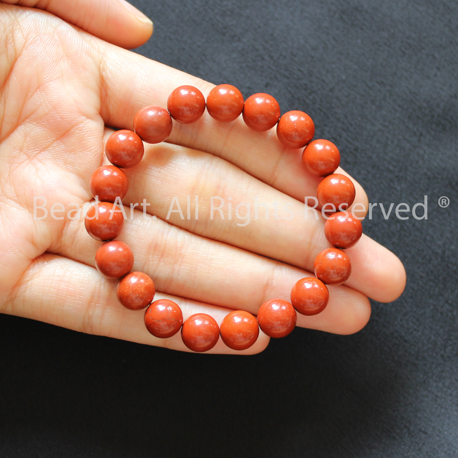 Vòng Tay 8MM Đá Red Jasper Tự Nhiên Nâu Đỏ Loại AA, Phối Vòng Tay Phong Thuỷ, Chuỗi Hạt, Mệnh Thổ, Kim - Bead Art