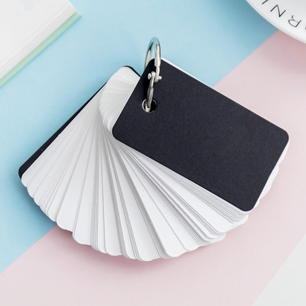 2xNote Card with Binder Ring Memo Pad DIY flash cards Black