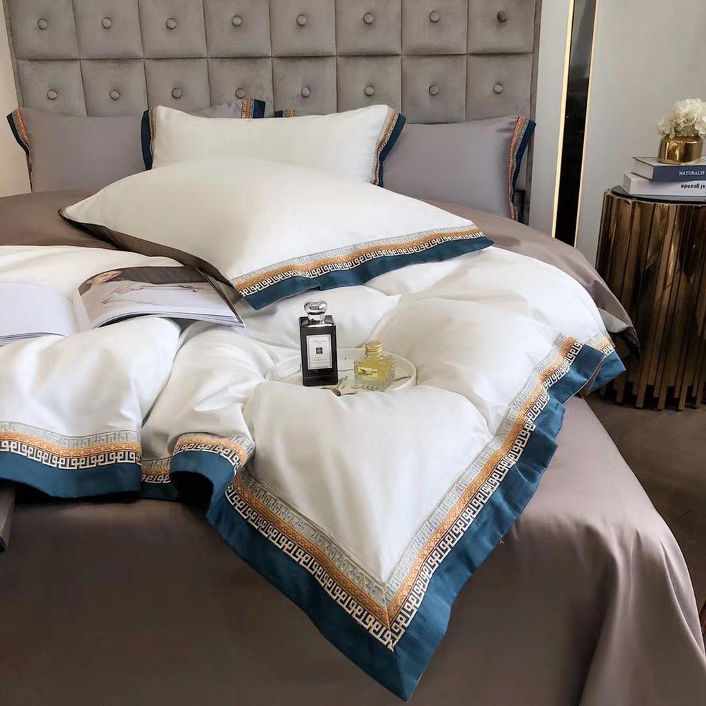 Bộ chăn ga gối 100%Tencel 60s siêu mềm mát,trơn viền thượng lưu