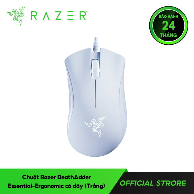 Chuột Razer DeathAdder Essential-Ergonomic Wired-Trắng(White)_RZ01-03850200-R3M1- HÀNG CHÍNH HÃNG