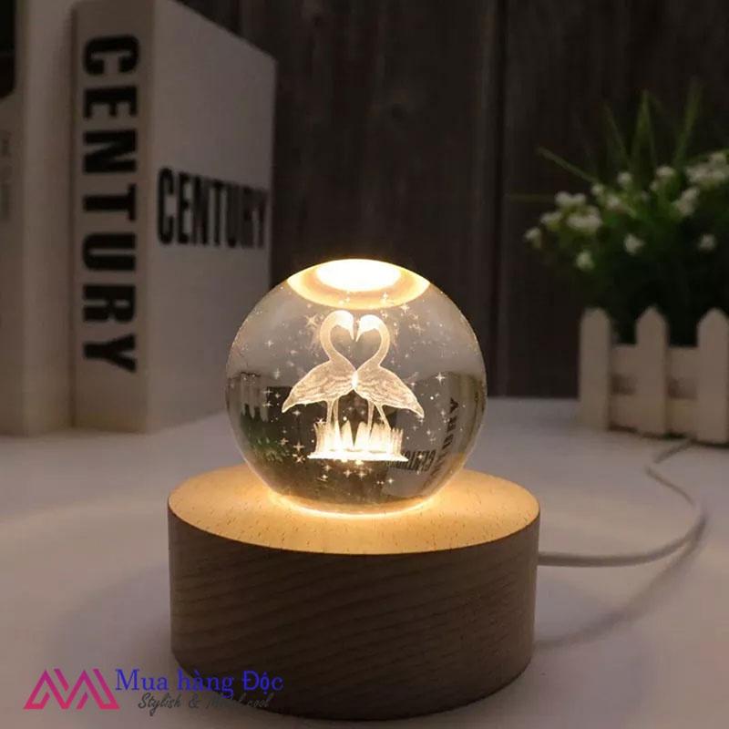 Bộ Quà Tặng Quả Cầu Pha Lê 3D LED THIÊN NGA