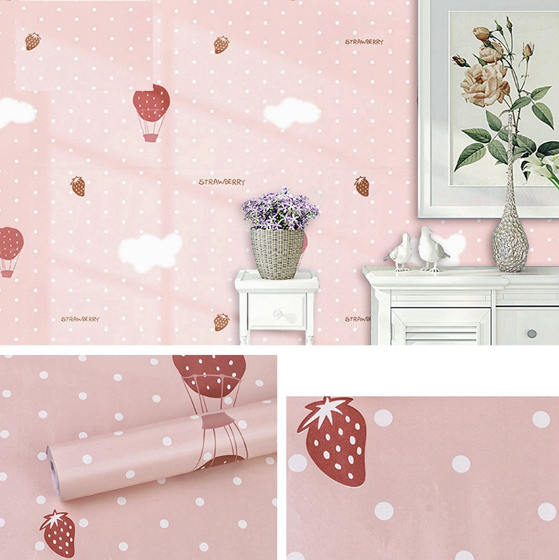 Combo 10 mét giấy dán tường, decal dán tường trang trí nhà cửa KHINH KHÍ CẦU HỒNG khổ 45cm