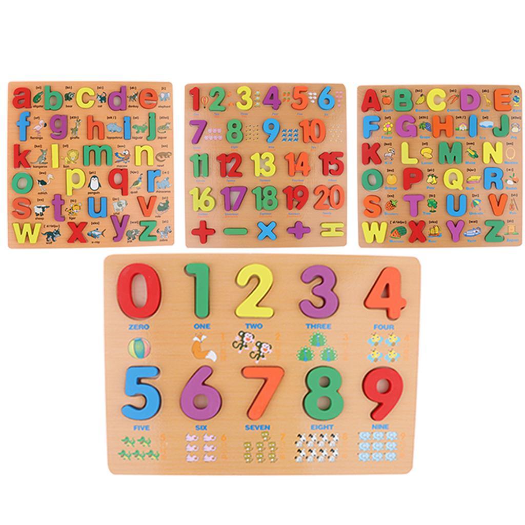 Wooden Numbers Color Cognition Board Blocks Puzzle Educational Toys Birthday
