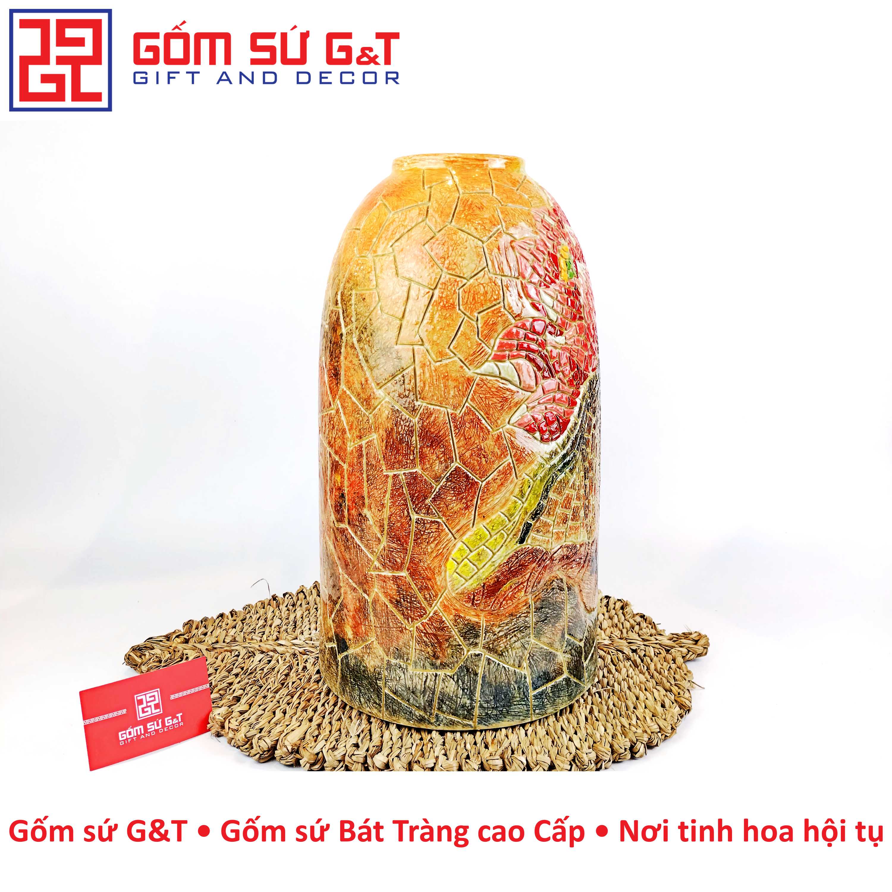 Chuông đại khắc sen Gốm Sứ G&T