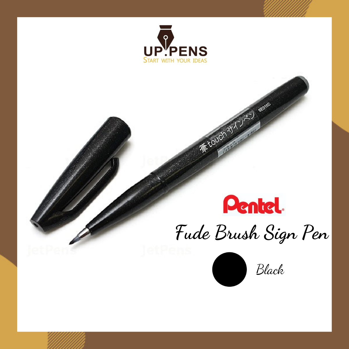 Bút lông viết chữ calligraphy Pentel Fude Touch Brush Sign Pen - Màu đen (Black)